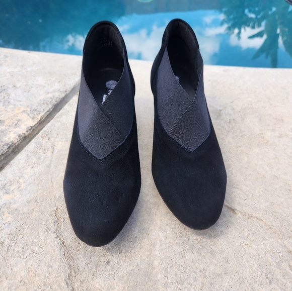 Eric Michael Antonia Black Leather Suede Slip-on Block Heel Size9 Runs Small - Picture 5 of 11